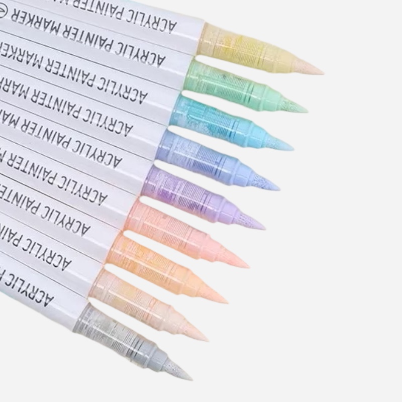 LANGUO Acrylic Brush Marker Light Color Set x 9