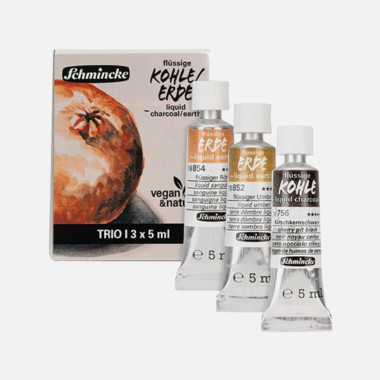 SCHMINCKE Liquid Charcoal & Earth 5ml Set x 3