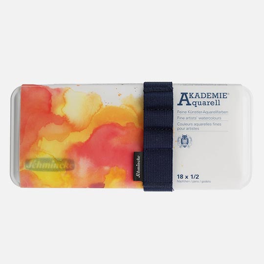 SCHMINCKE Akademie Watercolor 1/2 Pan Plastic Box Set x 18