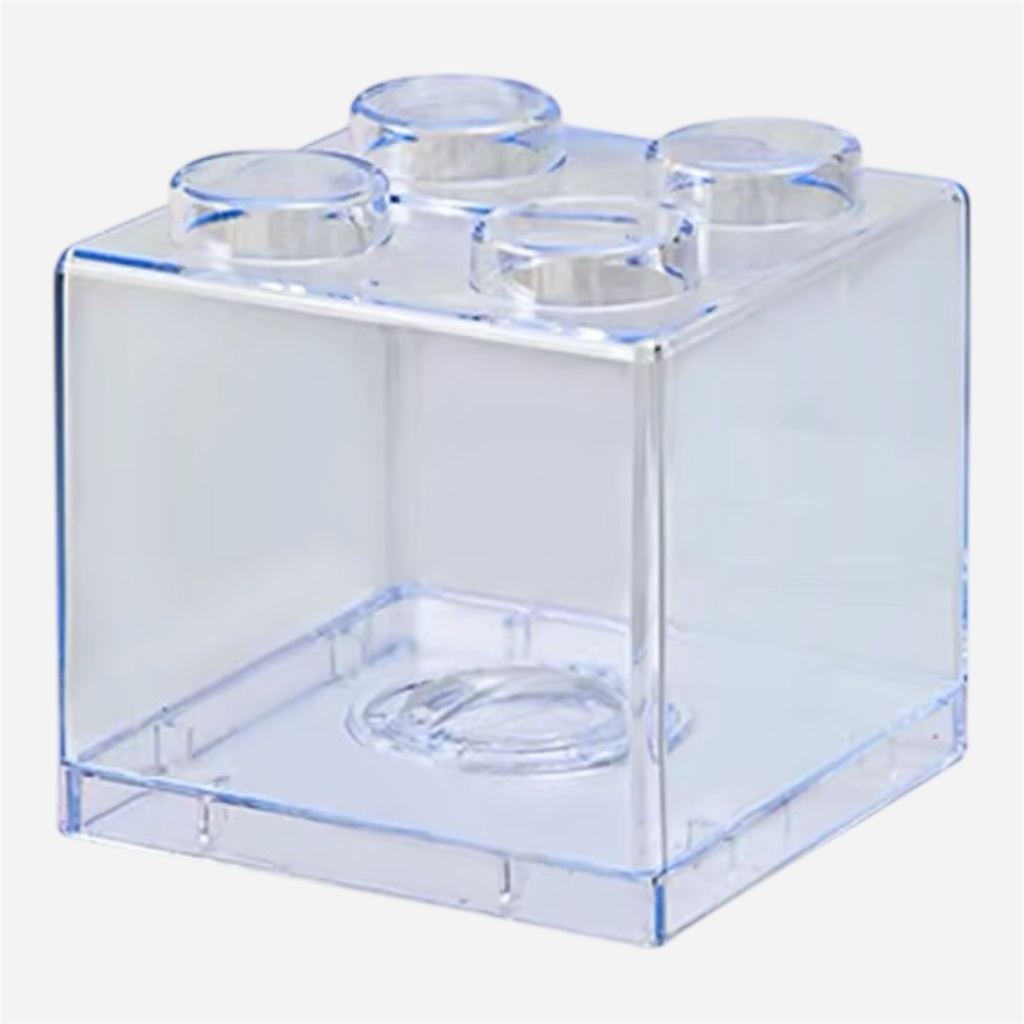 OVJ Plastic Brick Coin Box 9cm x 9cm x 9cm Clear