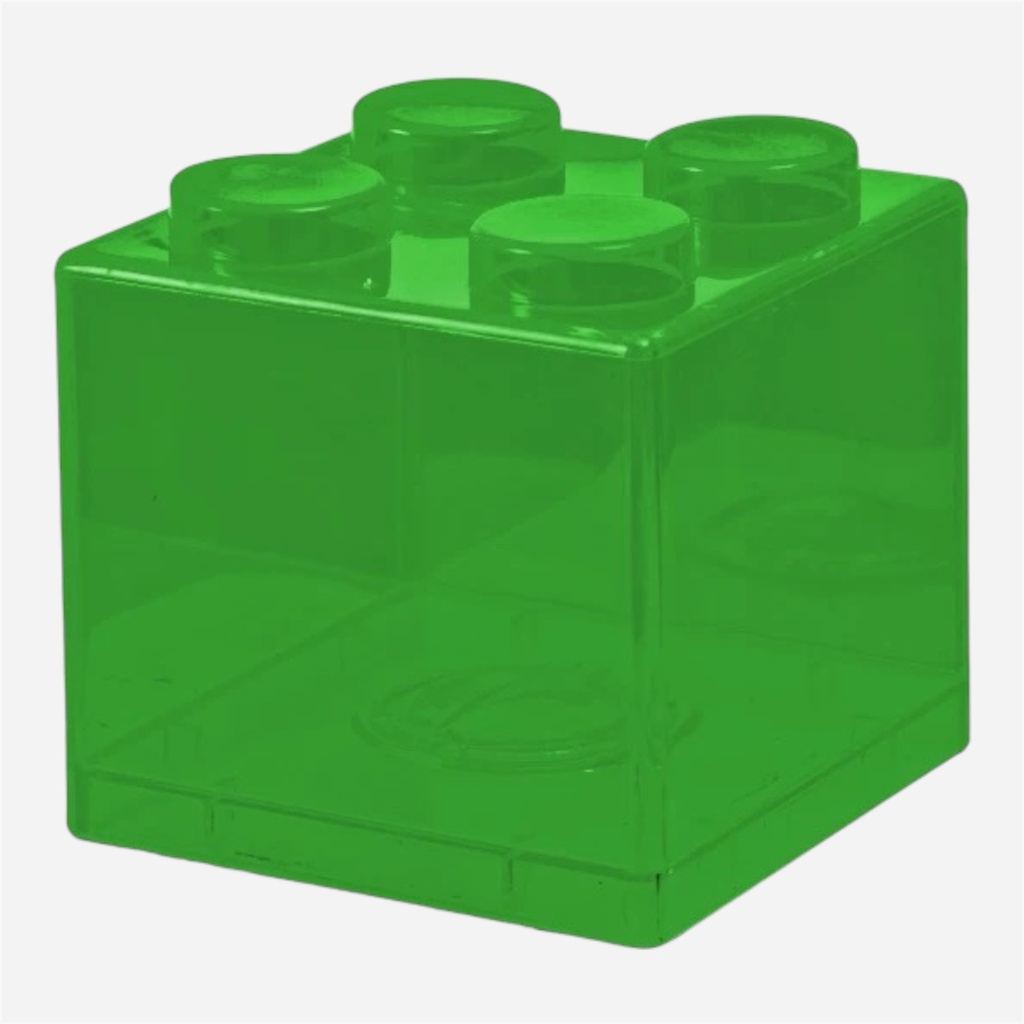 OVJ Plastic Brick Coin Box 9cm x 9cm x 9cm Transparent Green