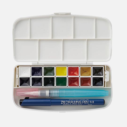 KURETAKE Gansai Tambi Japanese Watercolor Sketching Set x 12