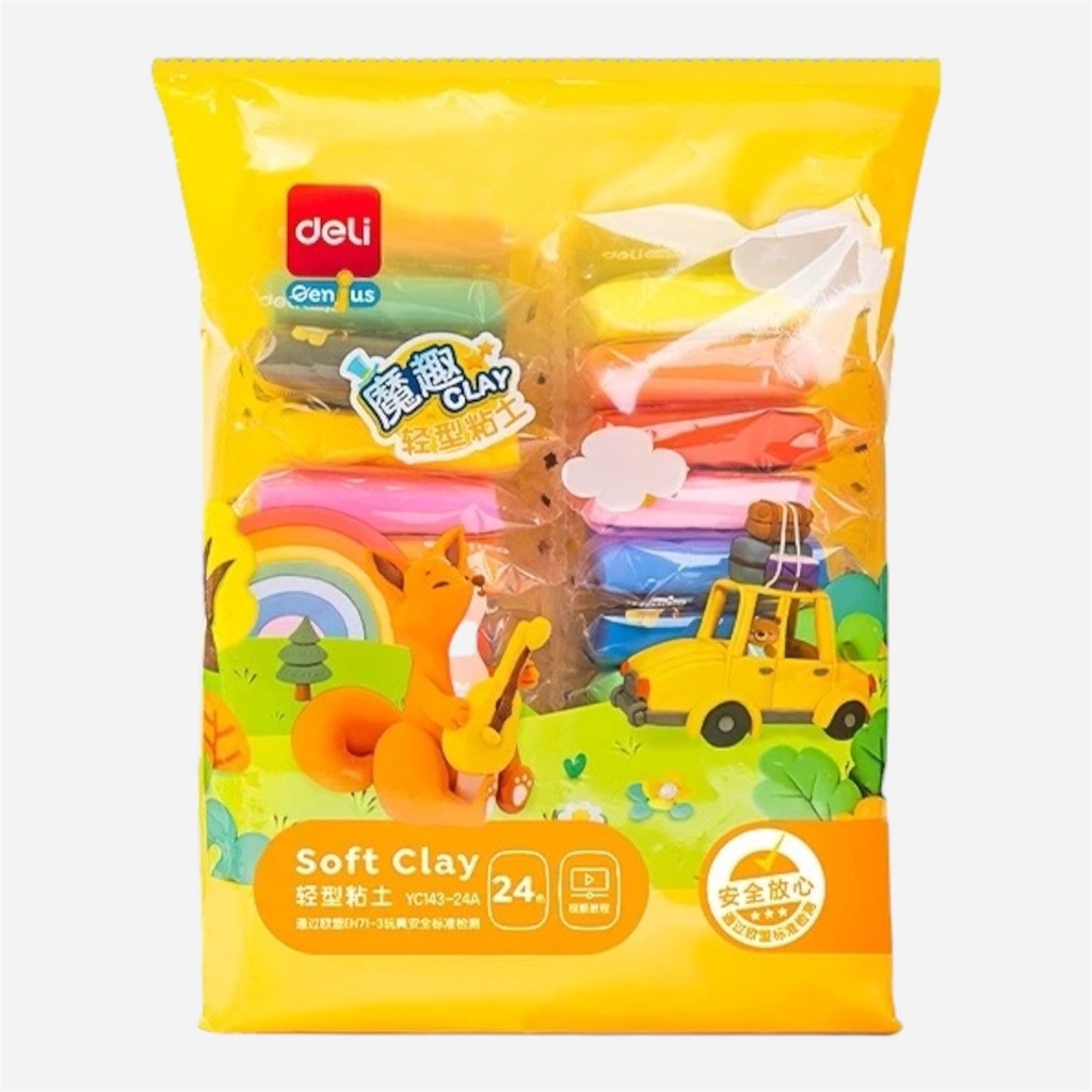 DELI Air Dry Soft Clay 200g Set x 24