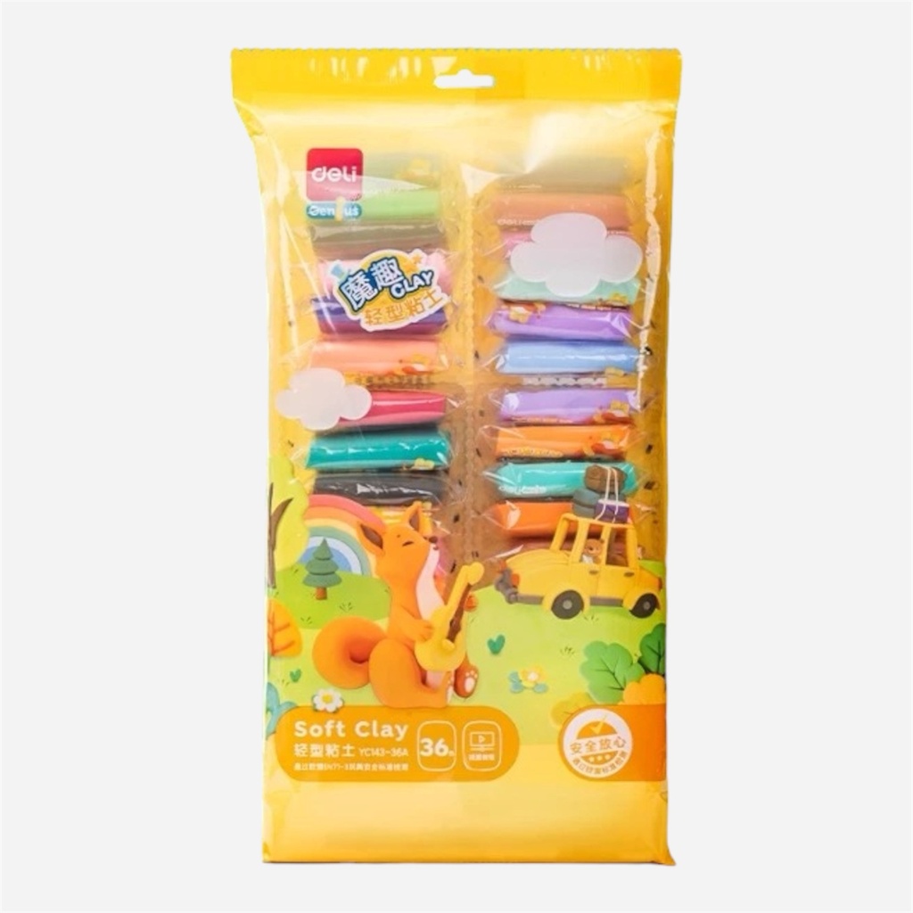 DELI Air Dry Soft Clay 300g Set x 36