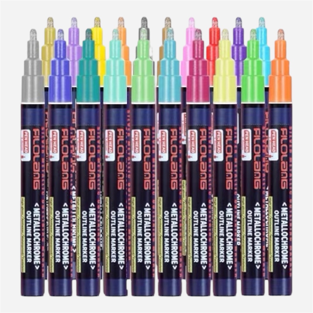 OVJ Chrome Silver Outlining Marker Set x 24