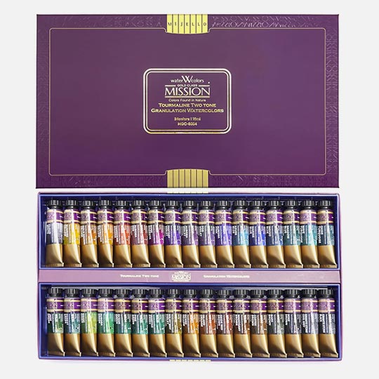 MIJELLO Mission Tourmaline 2-Tone Granulating Watercolor Set x 34