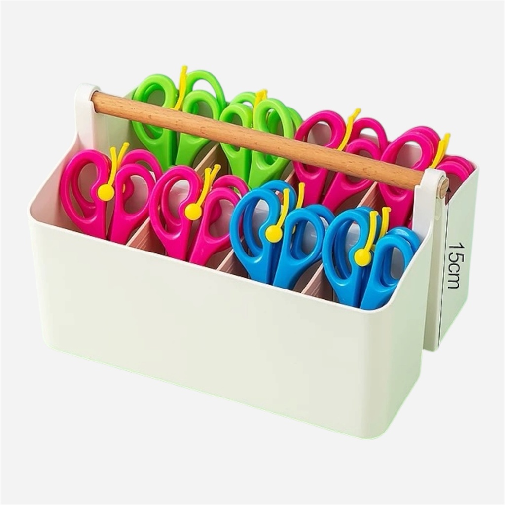 OVJ Plastic Organiser With Wooden Handle 25cm