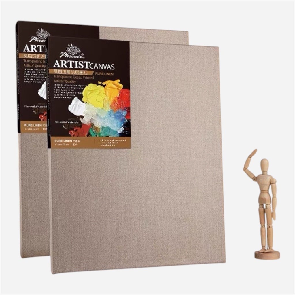 OVJ Stretched Raw Linen Canvas 300gsm Medium Grain 2cm x 40cm x 50cm