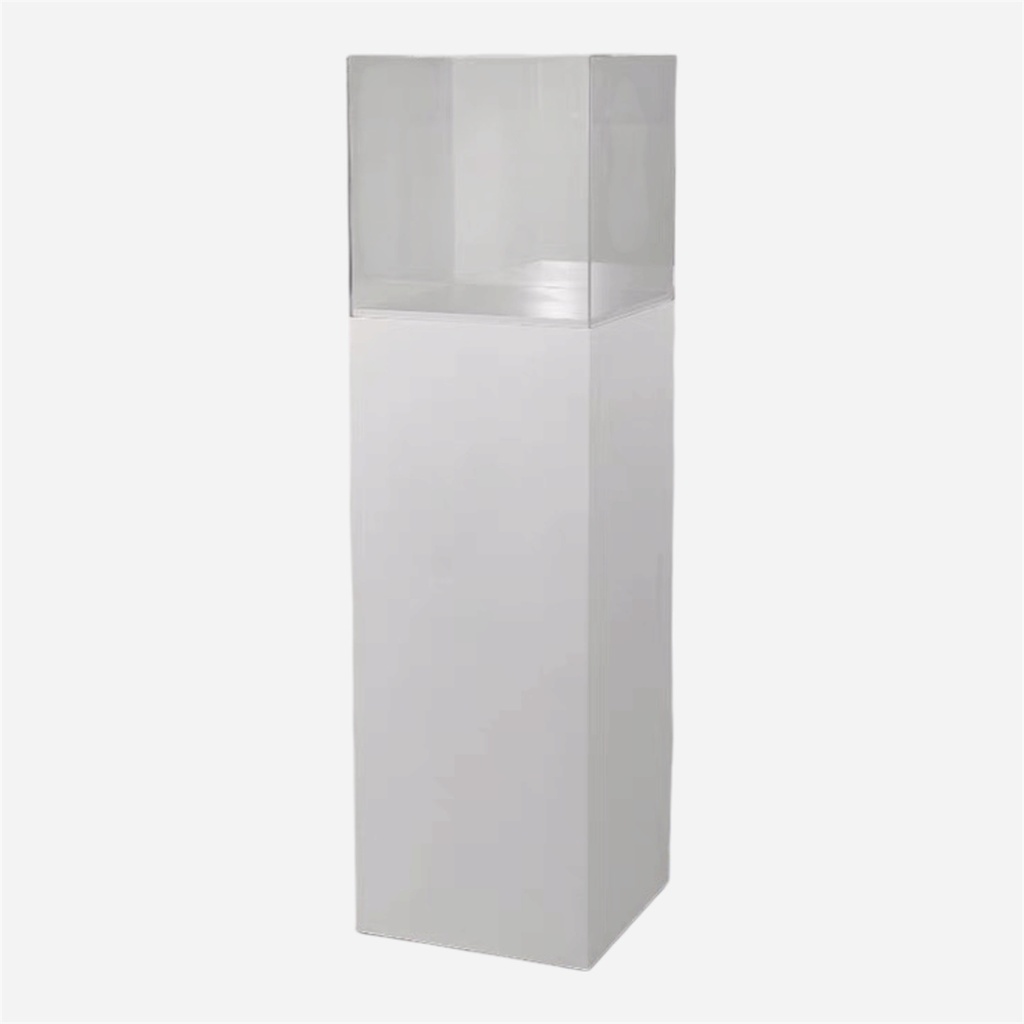 OVJ White Acrylic Pedestal 40cm x 40cm x 100cm With Acrylic Cover 40cm x 40cm x 40cm