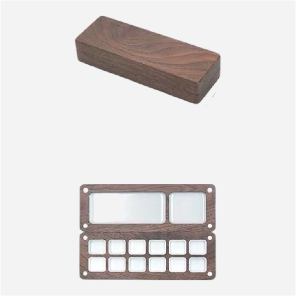 OVJ Walnut Palette Box With Magnetic Closure 12-Pan