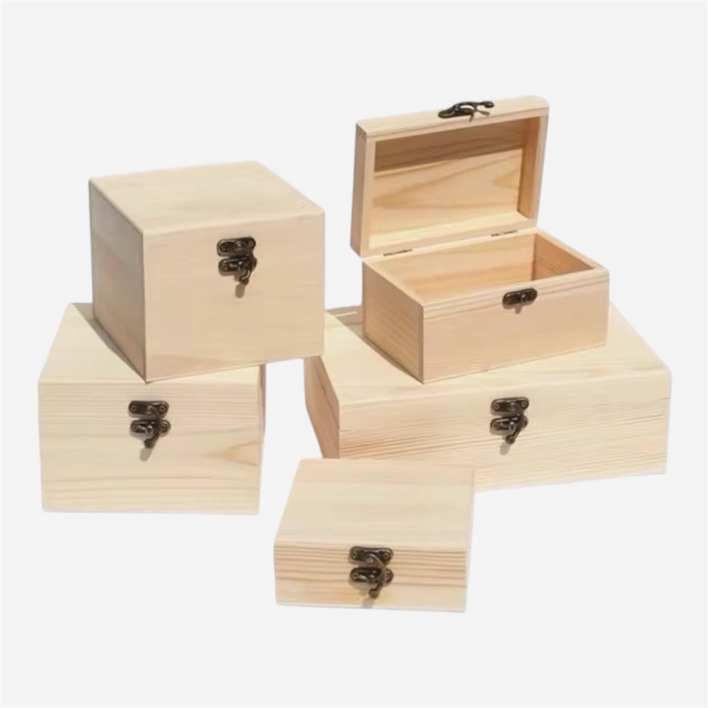 OVJ Pine Wooden Box 10cm x 10cm x 10cm