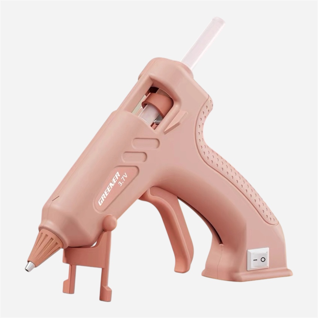 GREENER Cordless Hot Glue Gun 7mm 3.7V Pink
