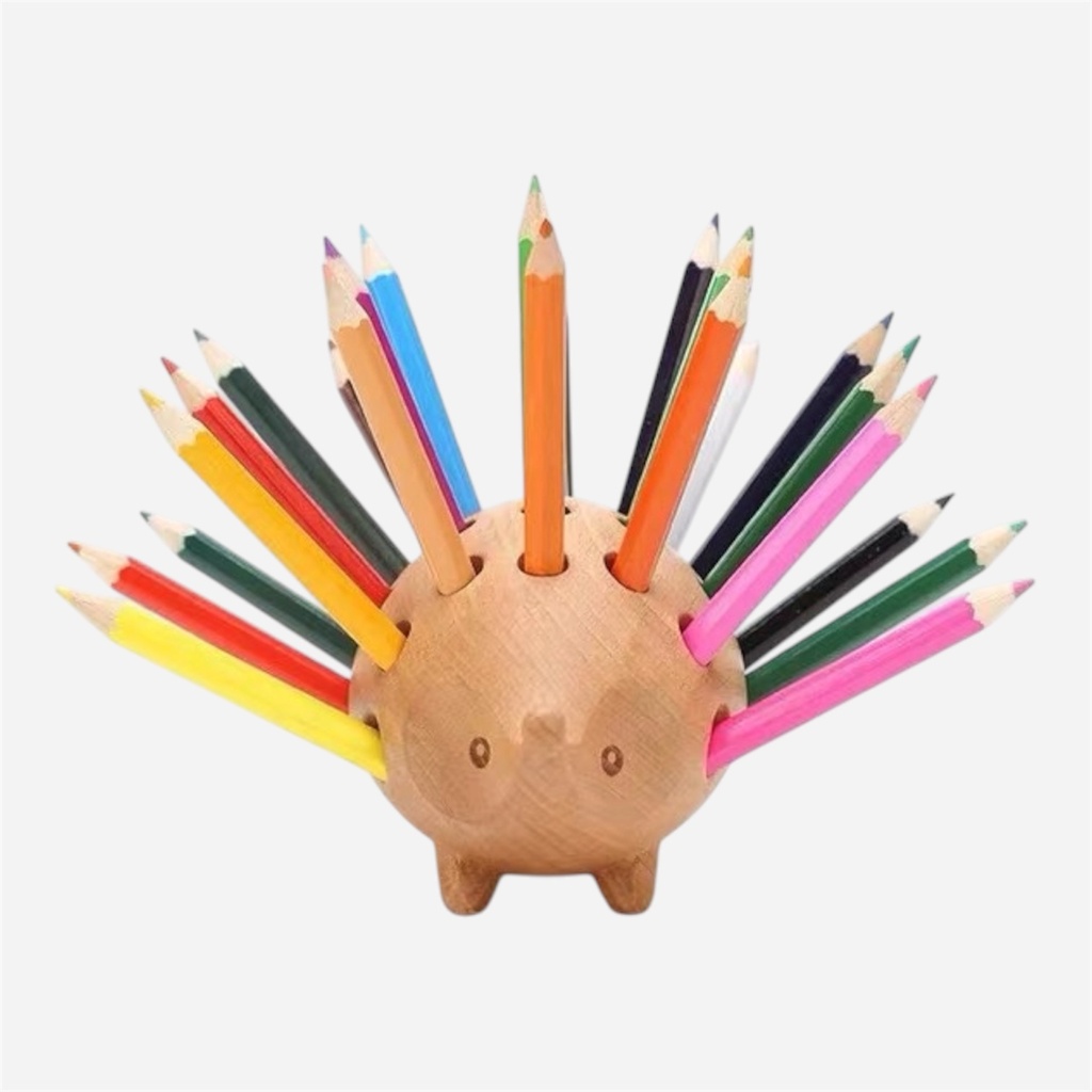 OVJ Natural Wooden Hedgehog For 24 Pencils
