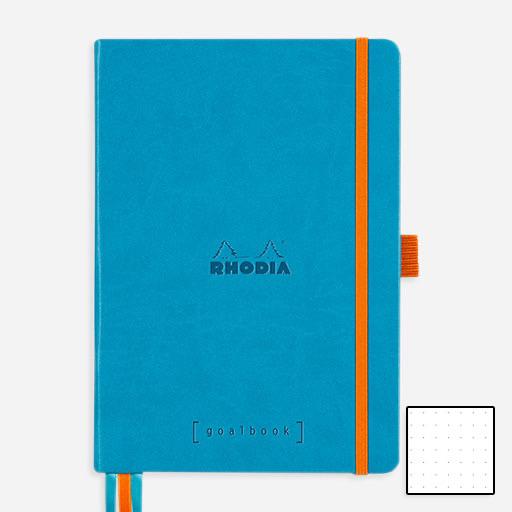 RHODIA White Paper Hardcover Dot Goal Book 90gsm A5 x 120 Turquoise Blue