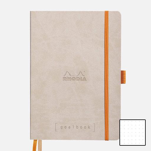 RHODIA White Paper Hardcover Goal Book 90gsm Dot A5 x 120 Beige