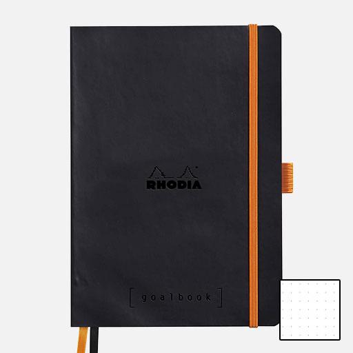 RHODIA White Paper Hardcover Dot Goal Book 90gsm A5 x 120 Black