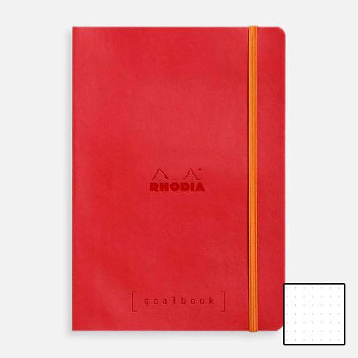 RHODIA White Paper Dot Softcover Goal Book 90gsm A5 x 120 Poppy Red