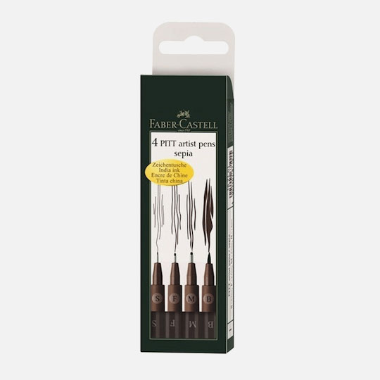FABER-CASTELL Pitt Artist Pen Sepia Set x 4