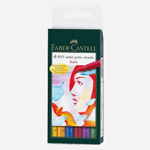 FABER-CASTELL Pitt Brush Pen Basic Set x 6
