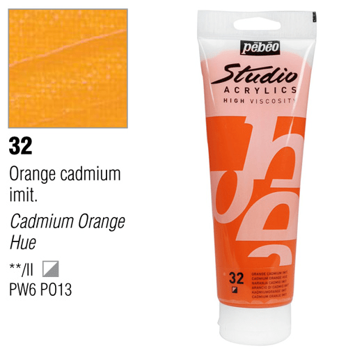 PEBEO Studio Acrylic 250ml 32 Cadmium Orange Hue