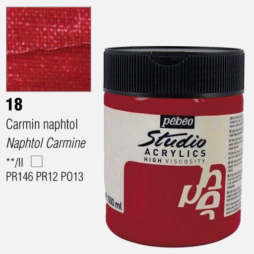 PEBEO Studio Acrylic Paint 500ml 18 Naphtol Carmine