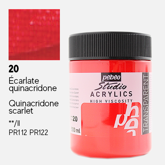 PEBEO Studio Acrylic Paint 500ml 20 Quinacridone Scarlet