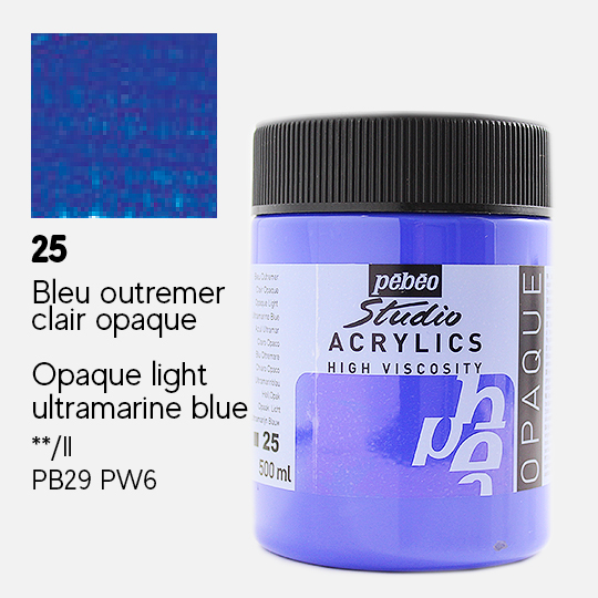 PEBEO Studio Acrylic Paint 500ml 25 Light Ultramarine Blue