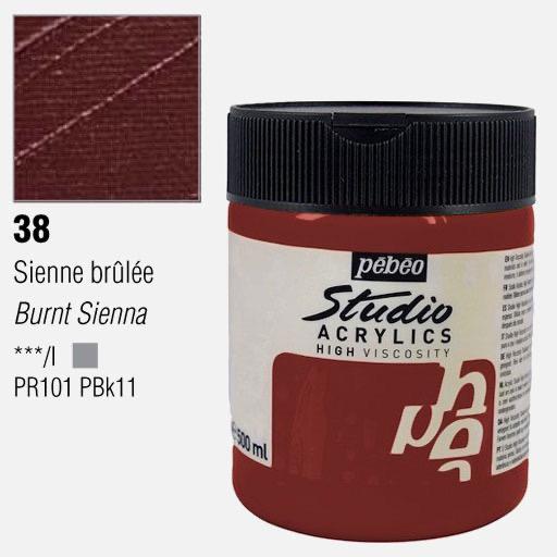 PEBEO Studio Acrylic Paint 500ml 38 Burnt Sienna