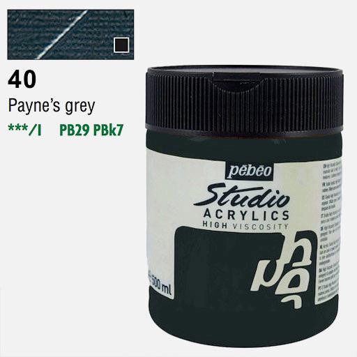 PEBEO Studio Acrylic Paint 500ml 40 Payne’s Grey