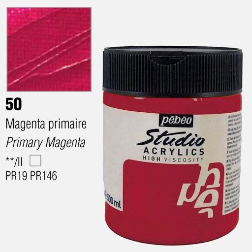 PEBEO Studio Acrylic Paint 500ml 50 Transparent Primary Magenta