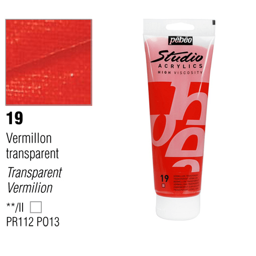 PEBEO Studio Acrylic 100ml 19 Transparent Vermilion