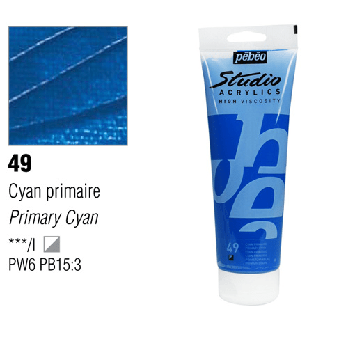 PEBEO Studio Acrylic 100ml 49 Opaque Primary Cyan
