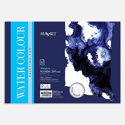 MAYART Watercolor Paper Pad 300gsm Cold Press A3 x 12