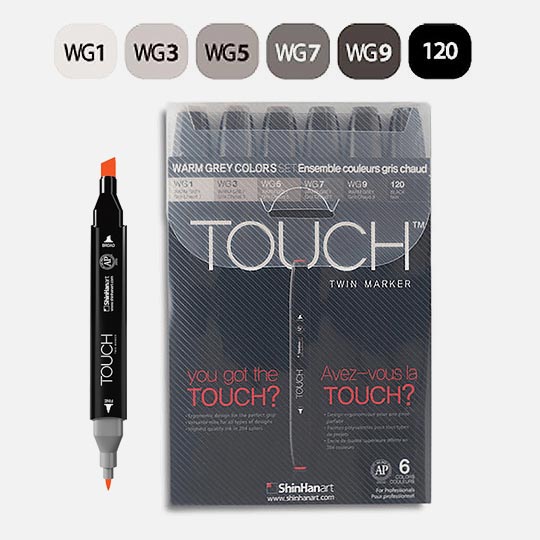SHINHAN Touch Twin Marker Warm Grey Set x 6