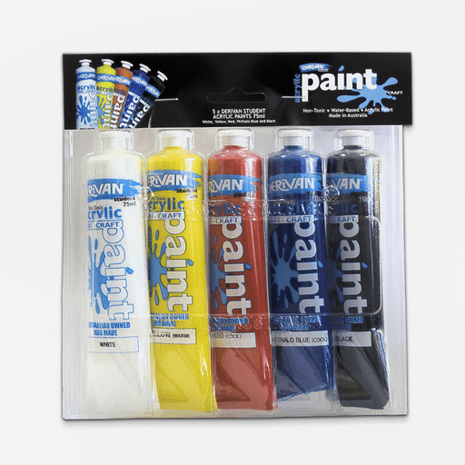 DERIVAN Student Acrylic Paint 75ml Starter Set x 5