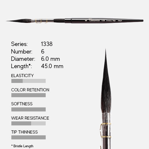 TINTORETTO 1338 Synthetic Kazan Squirrel Long Brush Brush 6