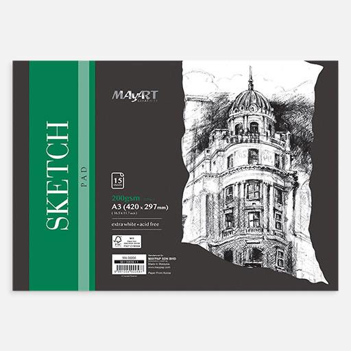 MAYART Sketch Paper Pad 200gsm A3 x 15