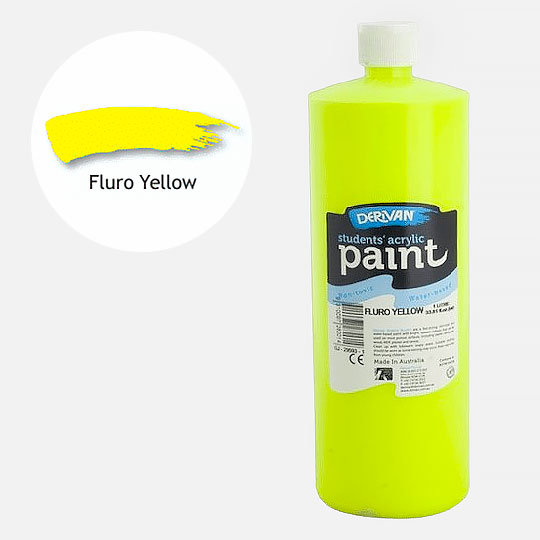 DERIVAN Students' Acrylic Paint 1000ml Fluorescent Yellow