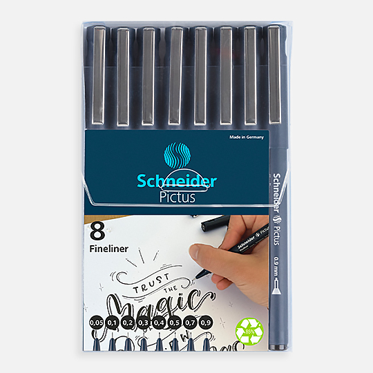 SCHNEIDER Pictus Drawing Pen Black Set x 8