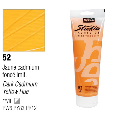 PEBEO Studio Acrylic 100ml 52 Dark Cadmium Yellow Hue