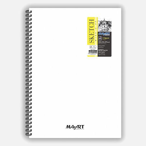 MAYART Sketch Paper Transparent PP Spiral Book 110gsm A4 x 60