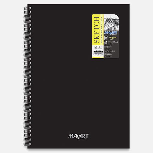 MAYART Sketch Paper Hard Cover Spiral Book 110gsm A3+ x 60