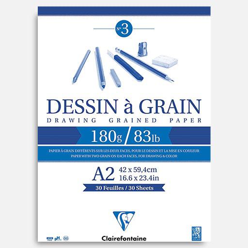 CLAIREFONTAINE Grain Drawing Paper Pad 180gsm A2 x 30