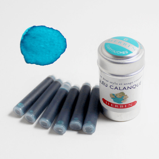 JACQUES HERBIN Fountain Pen Ink Cartridge x 6 Bleu Calanque