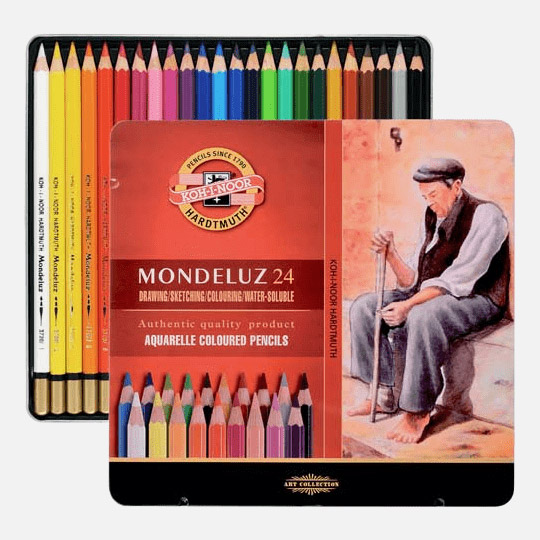 KOH-I-NOOR Mondeluz Watercolor Pencil Metal Tin Set x 24