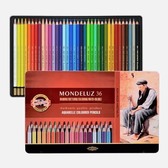 KOH-I-NOOR Mondeluz Watercolor Pencil Metal Tin Set x 36
