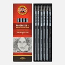 KOH-I-NOOR Progresso Woodless Graphite Pencil Set x 6