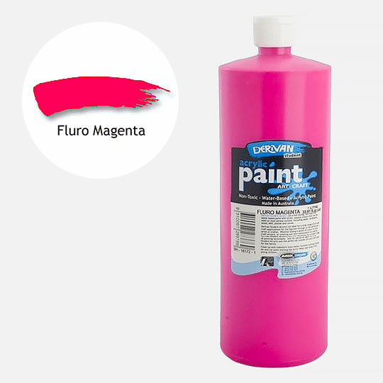 DERIVAN Students' Acrylic Paint 1000ml Fluorescent Magenta