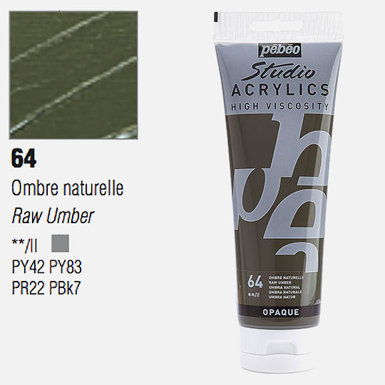 PEBEO Studio Acrylic 250ml 64 Raw Umber