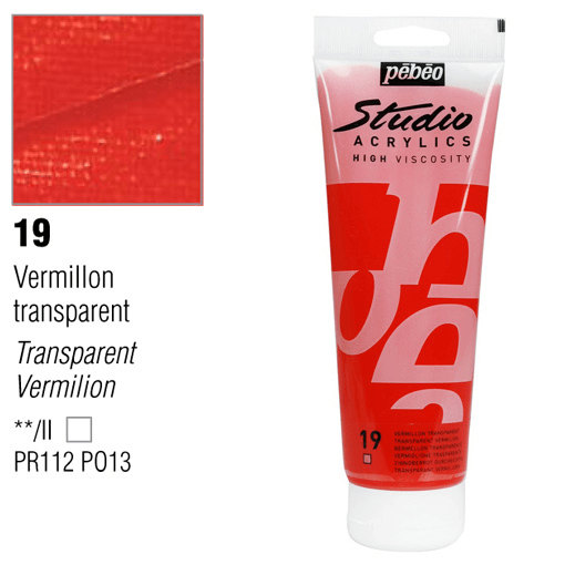 PEBEO Studio Acrylic 250ml 19 Transparent Vermilion